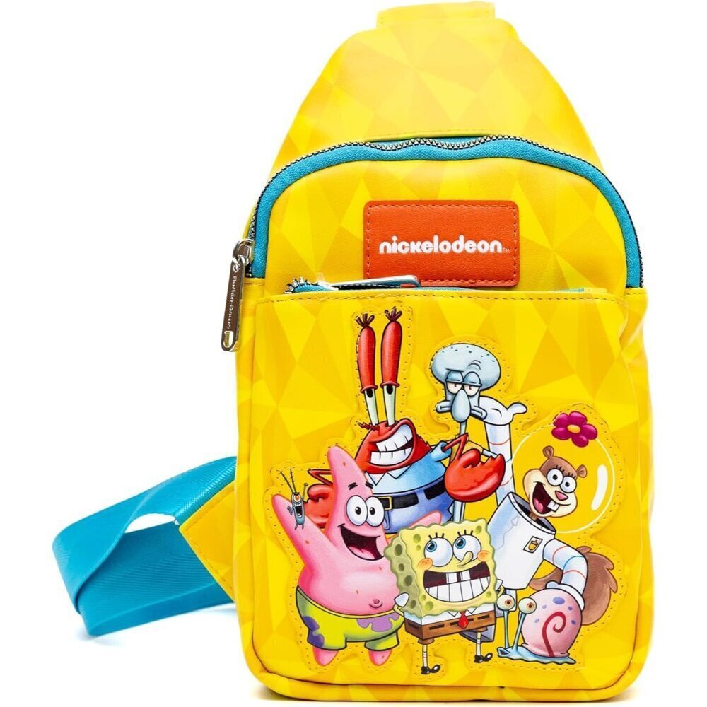 Vegan Leather Crossbody Bag SpongeBob Friends Art Unisex Adjustable